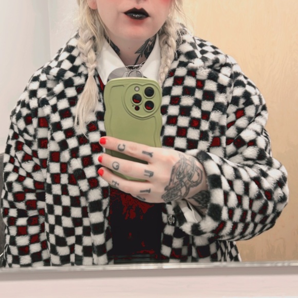 Checkered Fur Coat - Picture 2 of 4